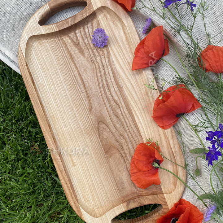 Доска для подачи закусок с ручками, 40х20 см. Поднос