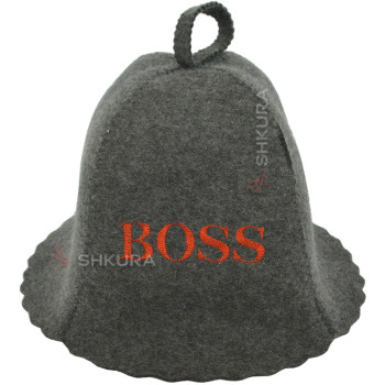 Шапка для бани "BOSS", серая