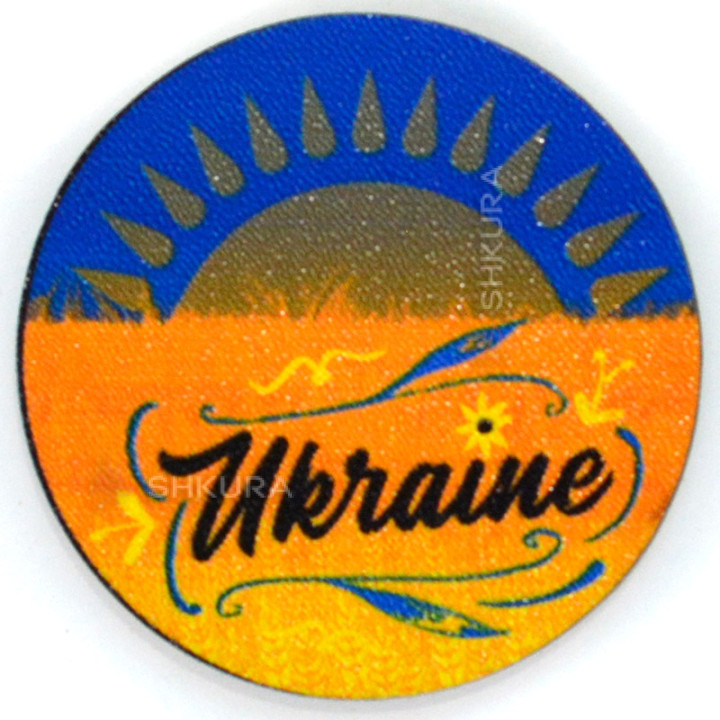 Магніт на холодильник, коло, "Ukraine", 6х6 см
