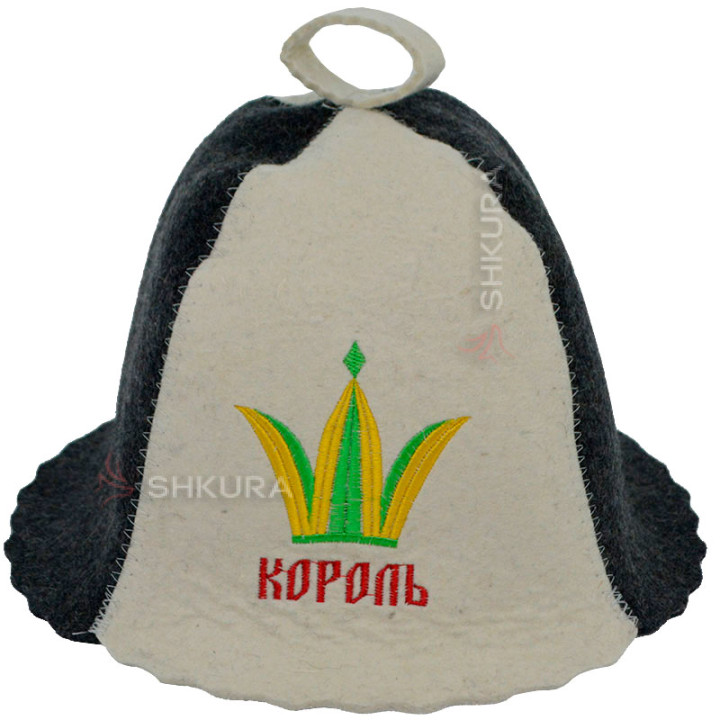 Шапка для бани "Король", серо-белая