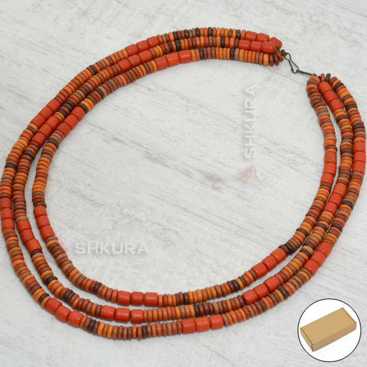 Бусы из керамики, 3-х рядные, комбинированные 01, 50 см
