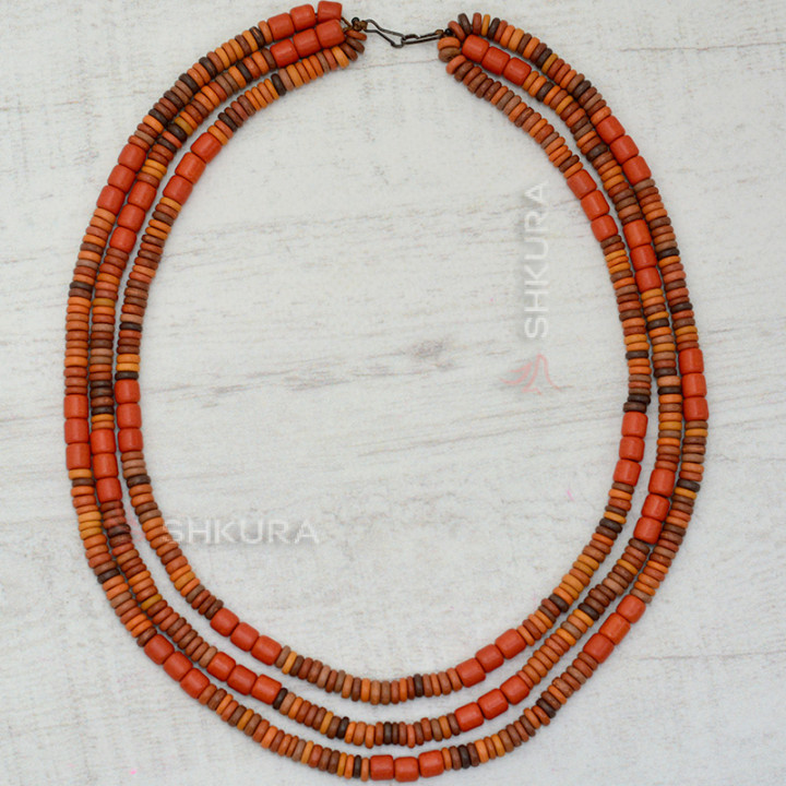 Бусы из керамики, 3-х рядные, комбинированные 01, 50 см