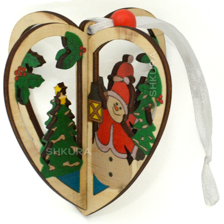 Новогодняя игрушка "Снеговик", серце