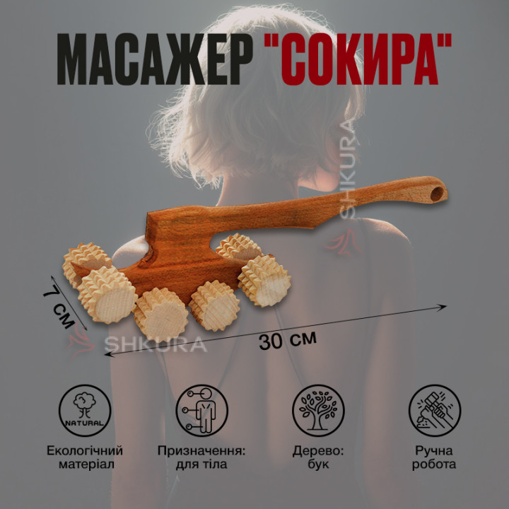 Ручний масажер "Сокира", 8 роликів
