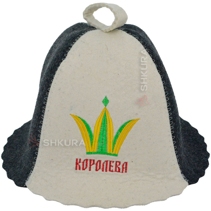 Шапка для бани "Королева", серо-белая