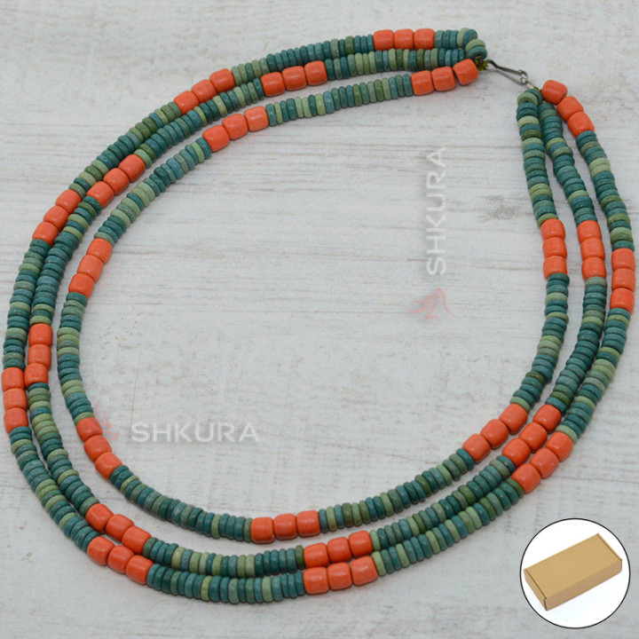 Бусы из керамики, 3-х рядные, комбинированные 05, 50 см
