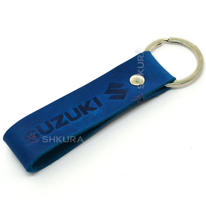 Шкіряний брелок для авто "Suzuki", синій