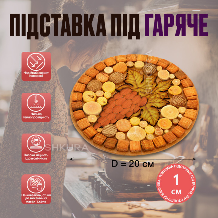 Подставка под горячее "Виноград", круглая, двусторонняя, 20 см