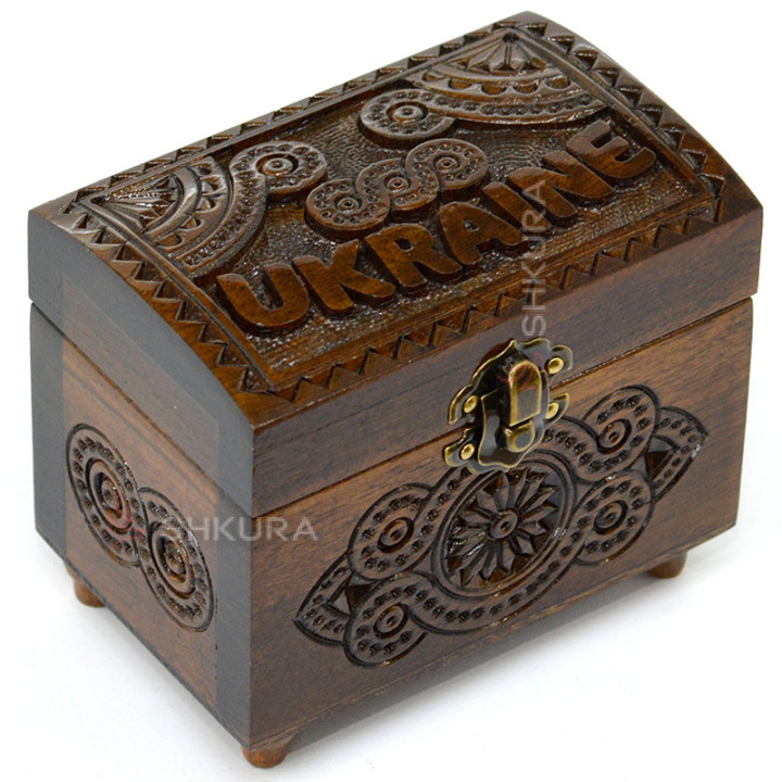 Шкатулка резная "Ukraine", 12х8 см