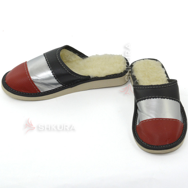 Тапочки женские зимние, ШВО26. Красно-синие