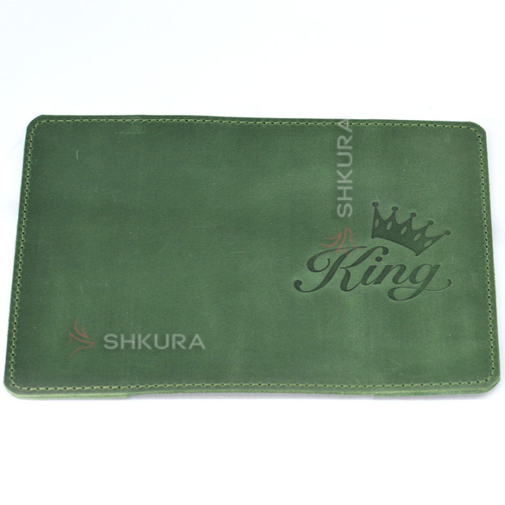 Обкладинка на паспорт "King", зелена