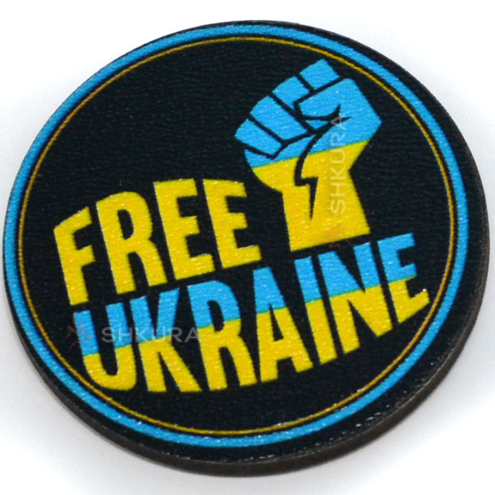 Магніт на холодильник, коло, "Free Ukraine", 6х6 см