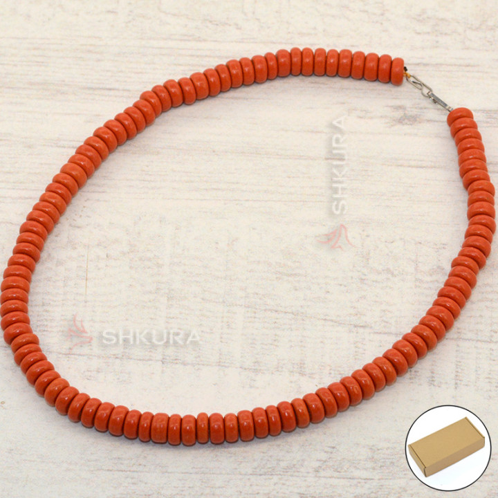 Бусы из керамики, 1-но рядные, красные, 50 см