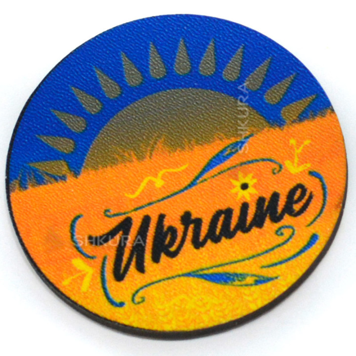 Магніт на холодильник, коло, "Ukraine", 6х6 см