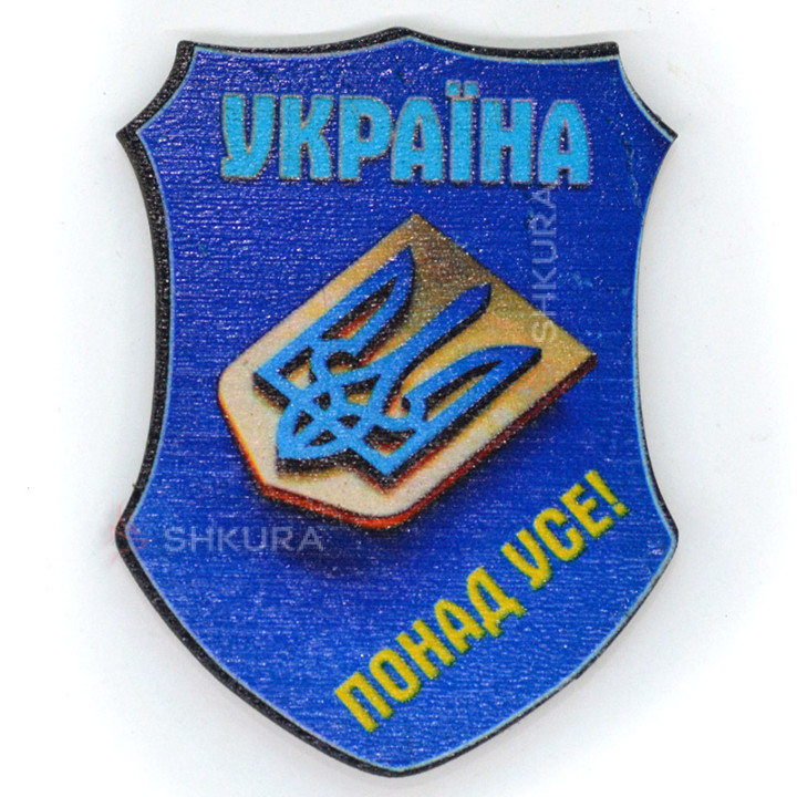 Магніт на холодильник, щит, "Україна понад усе", 8х6 см