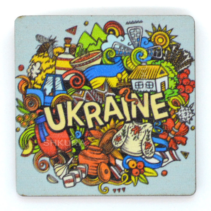 Магнит на холодильник, квадрат, "Ukraine", 6х6 см