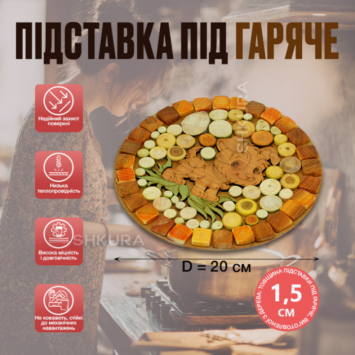Підставка під гаряче "Собака", кругла, двостороння, 20 см