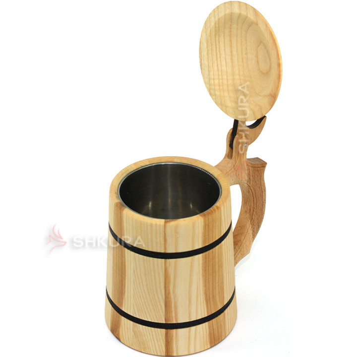 Пивная кружка с крышкой, 0,5 л, светлая