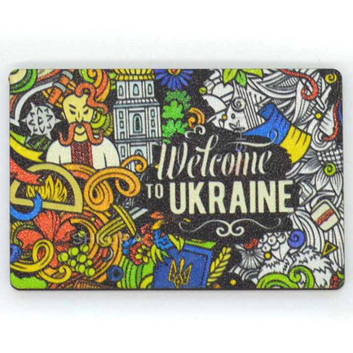 Магніт на холодильник, прямокутник, "Welcome to Ukraine", 8х6 см