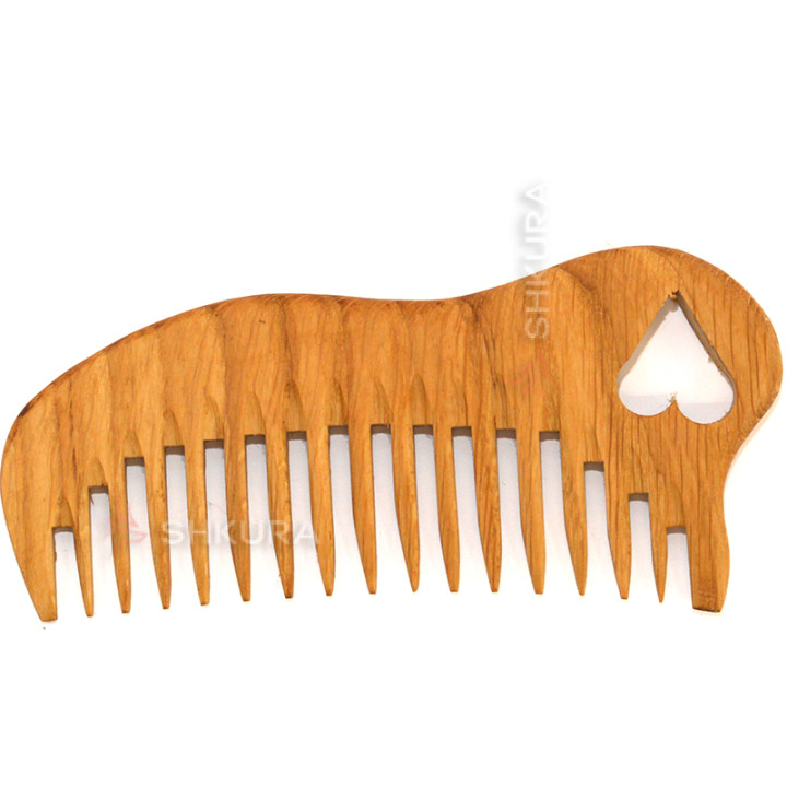 Дерев'яний гребінь "HeartComb", рідкі зуби, 15 см. Дуб