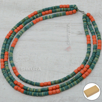 Бусы из керамики, 3-х рядные, комбинированные 05, 50 см