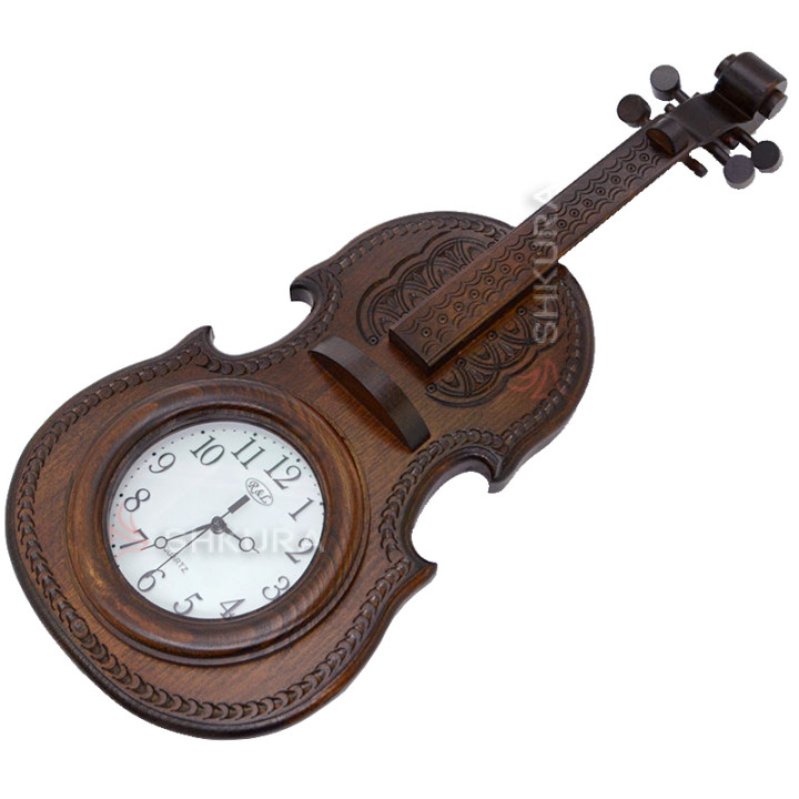 Годинник "Скрипка", темний, світлий циферблат