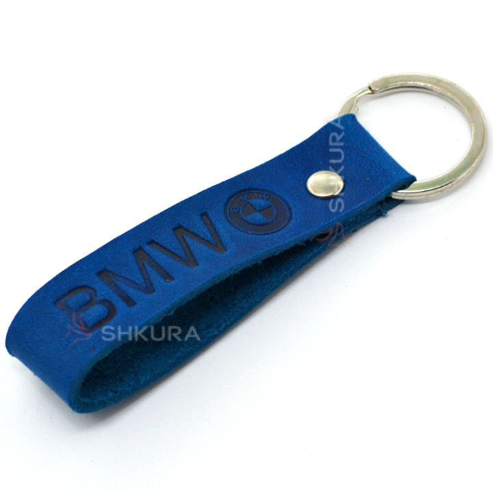 Шкіряний брелок для авто "BMW", синій