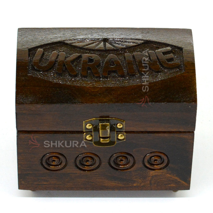 Шкатулка резная "Ukraine", 10х6 см
