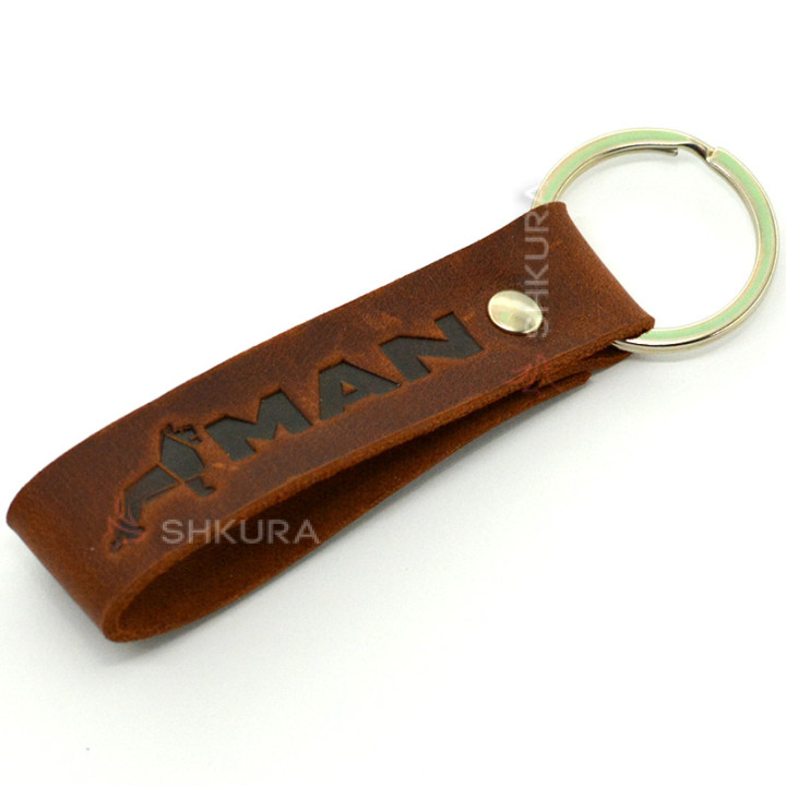 Шкіряний брелок для авто "Man", коричневий