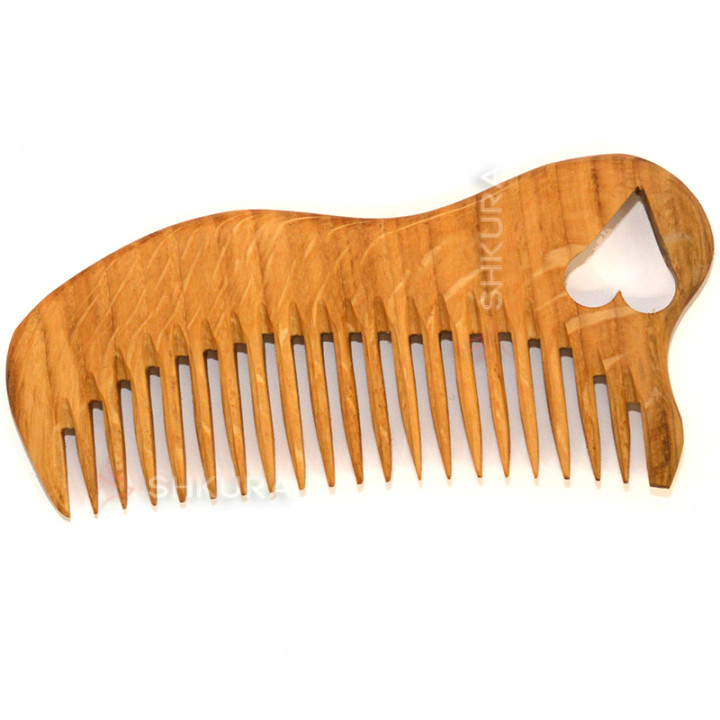 Дерев'яний гребінь "HeartComb", густі зуби, 15 см. Дуб