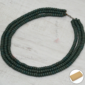 Бусы из керамики, 3-ех рядное, зеленое, массивное, круглое, 50 см