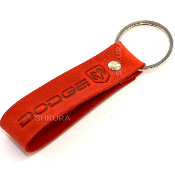 Кожаный брелок для авто “Dodge”, красный