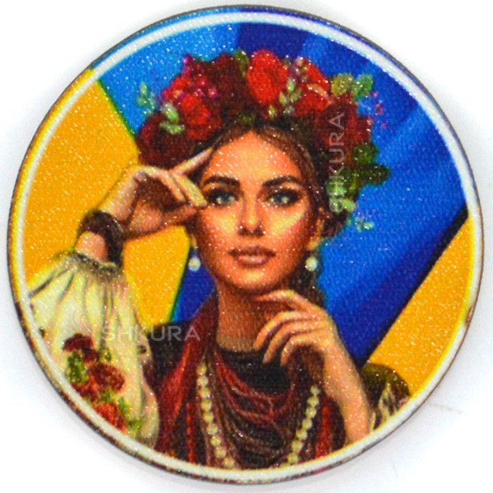 Магніт на холодильник, коло, "Українка", 6х6 см