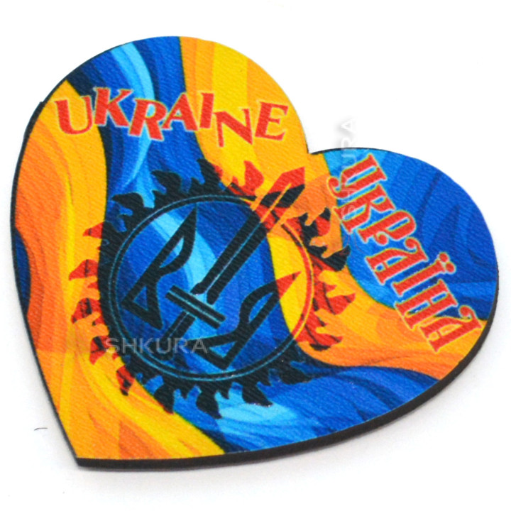 Магніт на холодильник, серце, "Ukraine Україна", 7х6 см