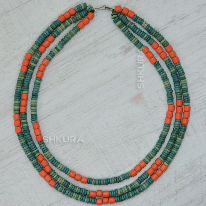 Бусы из керамики, 3-х рядные, комбинированные 05, 50 см