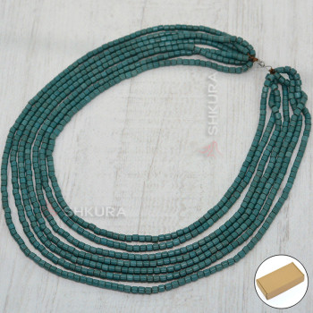 Бусы из керамики, 7-ми рядные, зеленое, 50 см