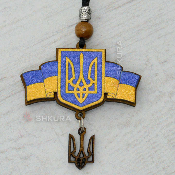 Подвеска на зеркало в машину "Герб и Флаг Украины"
