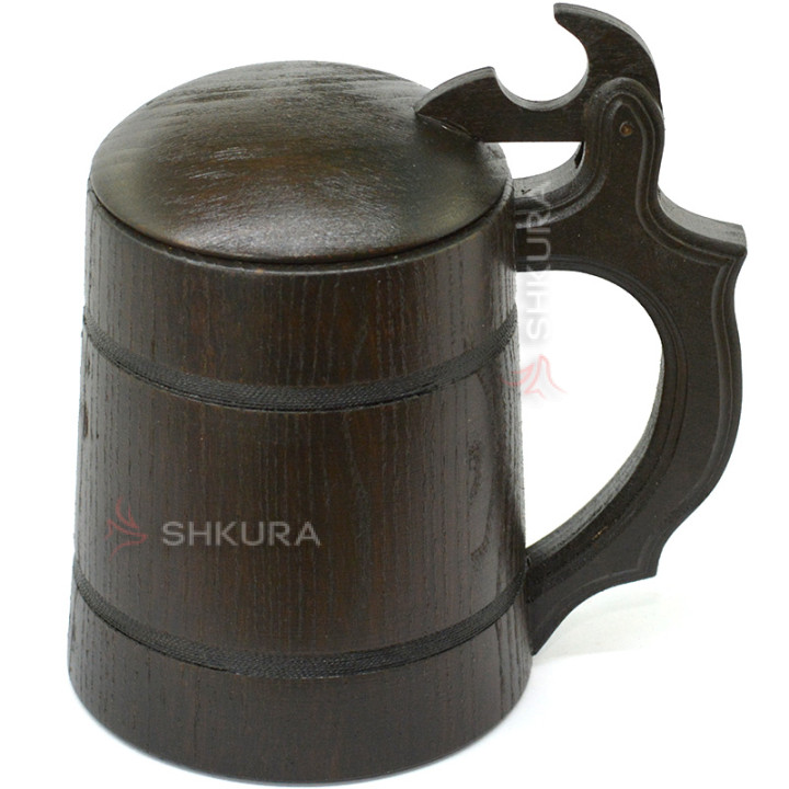 Пивная кружка с крышкой, 0,5 л, темная