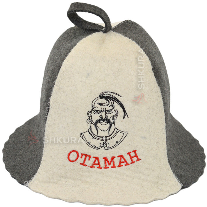 Шапка для бані "Отаман", сіро-біла