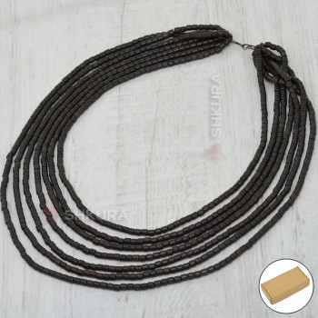 Бусы из керамики, 7-ти рядные, серые, 50 см
