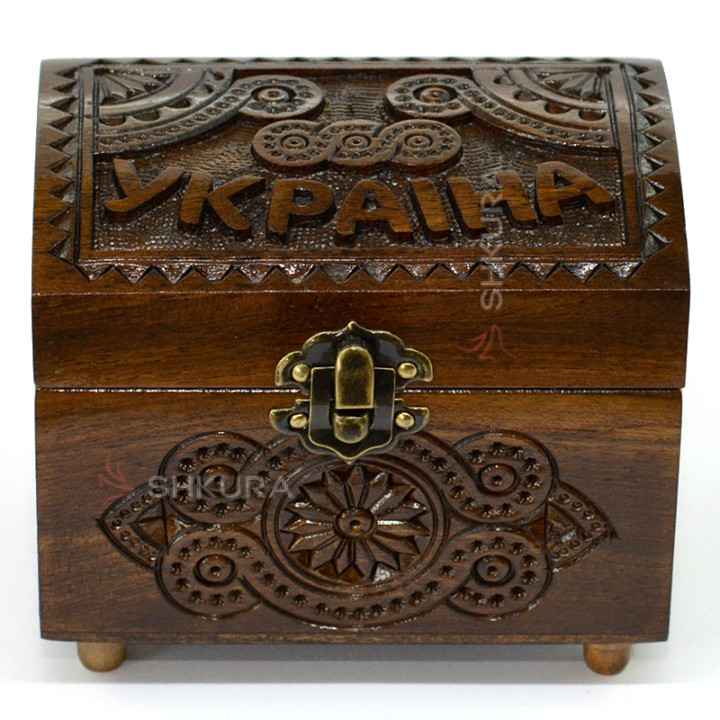 Шкатулка резная "Україна", 12х8 см