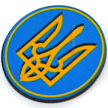 Магніт на холодильник, коло, "Тризуб, синій", 6х6 см