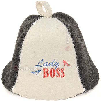 Шапка для бани "Lady Boss", серо-белая