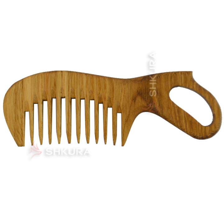 Дерев'яний гребінець з ручкою "Hairwood", рідкі зуби. Дуб