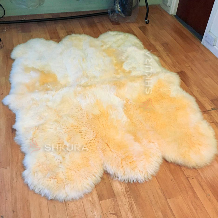 Ковер из овчины персикового цвета, из 6-ти шкур