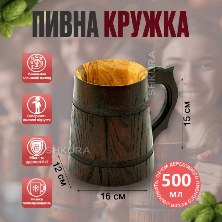 Пивна кружка 12. Темна, 500 мл